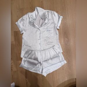 Bridal In Bloom White Satin Pajama Set